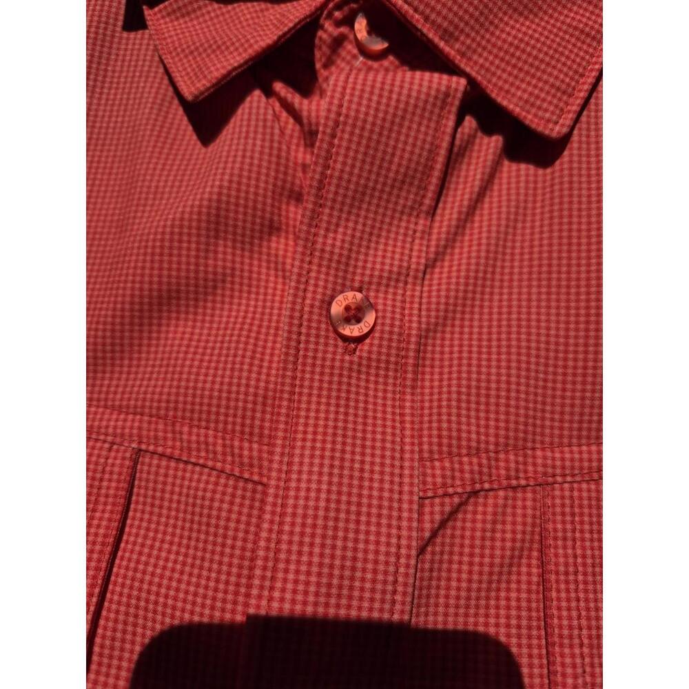 Drake Weekender Shirt Mens Medium Button Short Sleeve Checked Coral $64 MSRP NWT - Picture 4 of 8